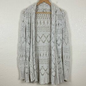 Lucky Brand Crochet Long Sleeve Open Front Cardigan With Pockets Size S Women